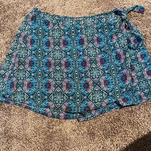 Multi color side tie skort